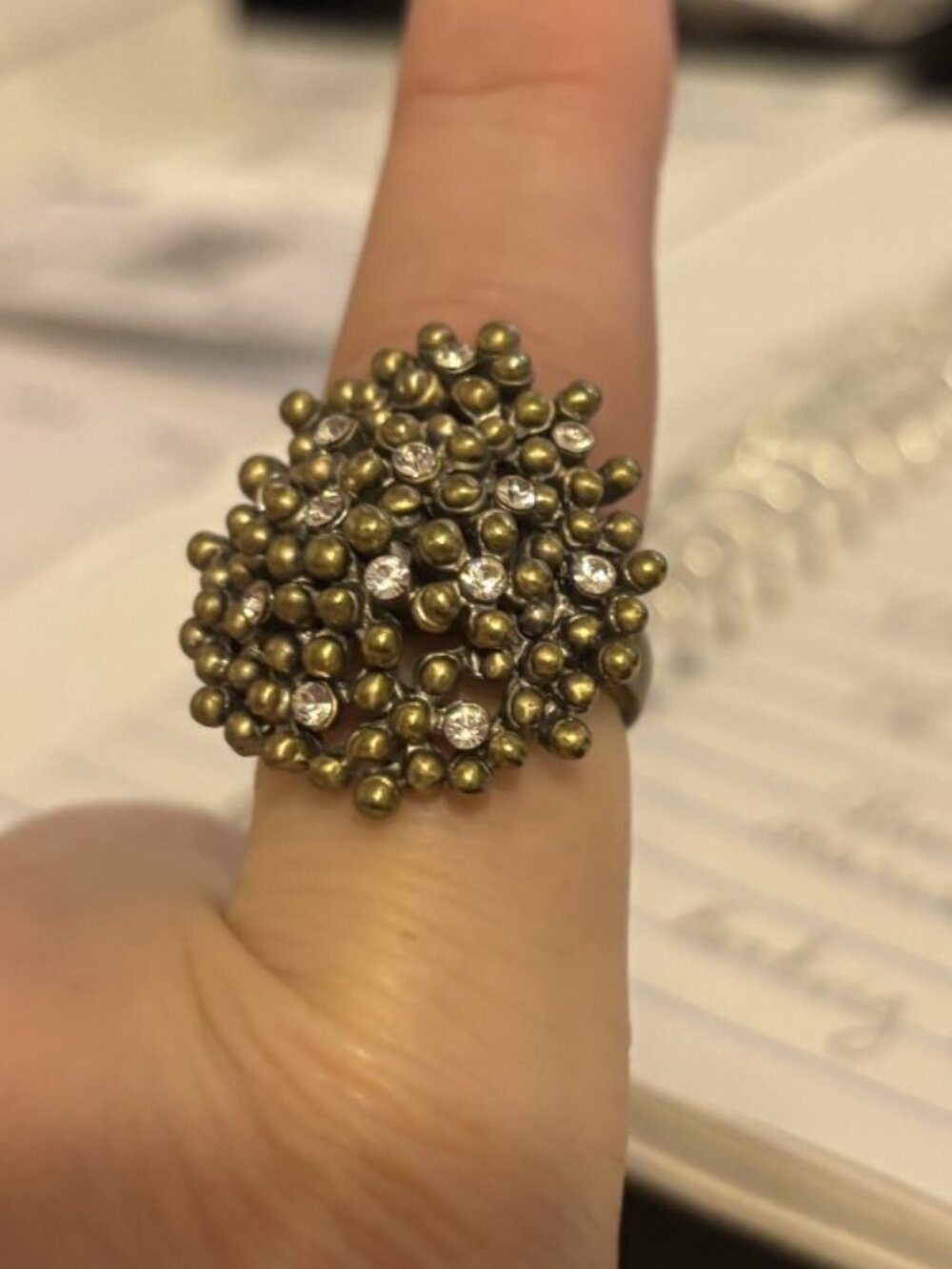Vintage Rhinestone Bubble Cluster Ring, Lia Sophia